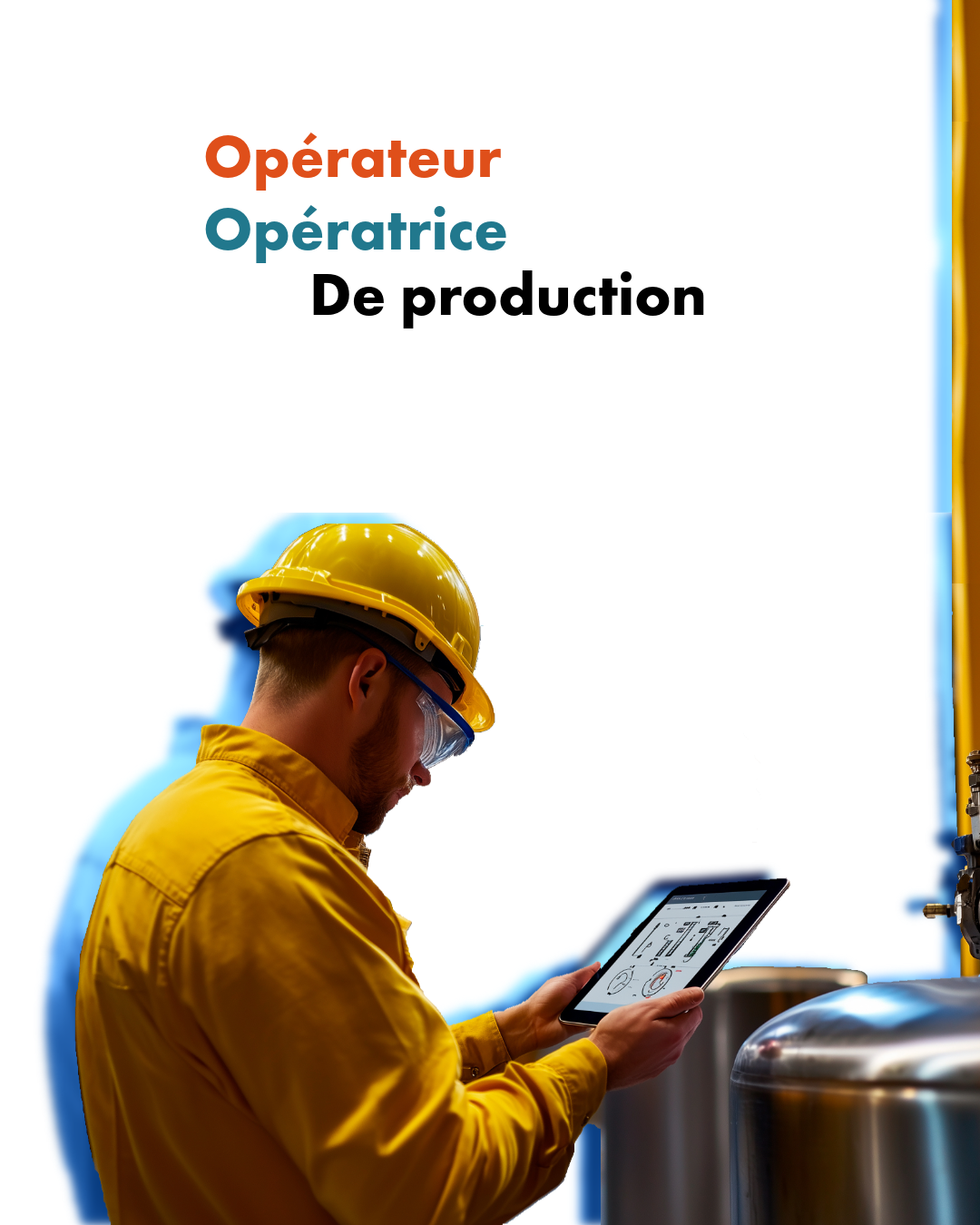 Opérateur de production en train de contrôler une ligne de fabrication industrielle dans une usine moderne.